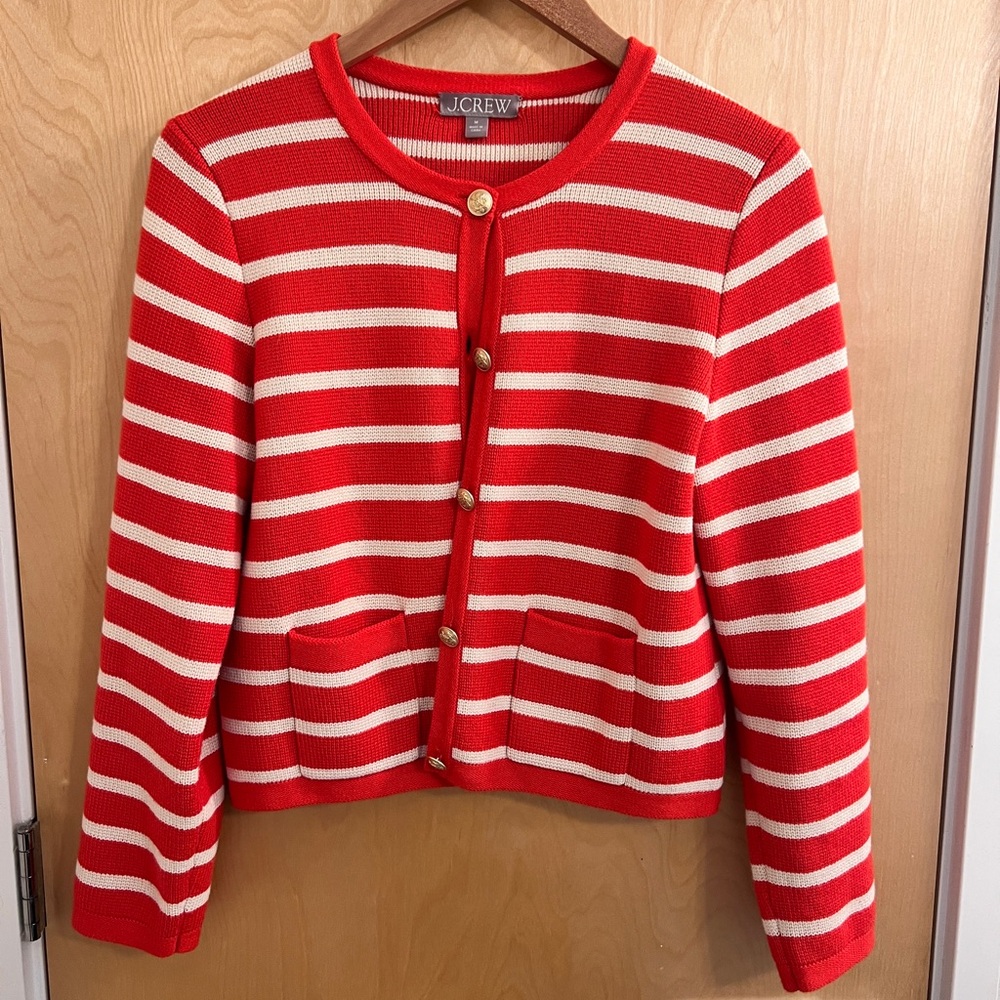 J. Crew Red and White Striped Sweater
